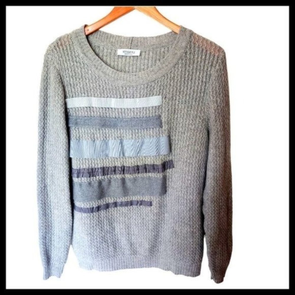 Stizzoli Women Grey‎ Ribbon Detail Cashmere Blend Sweater XL